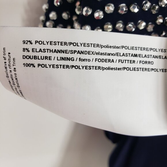 Joseph Ribkoff Embellished Sheath Cocktail Dress 10 Layered Sleeveless Navy Blue - Picture 13 of 14